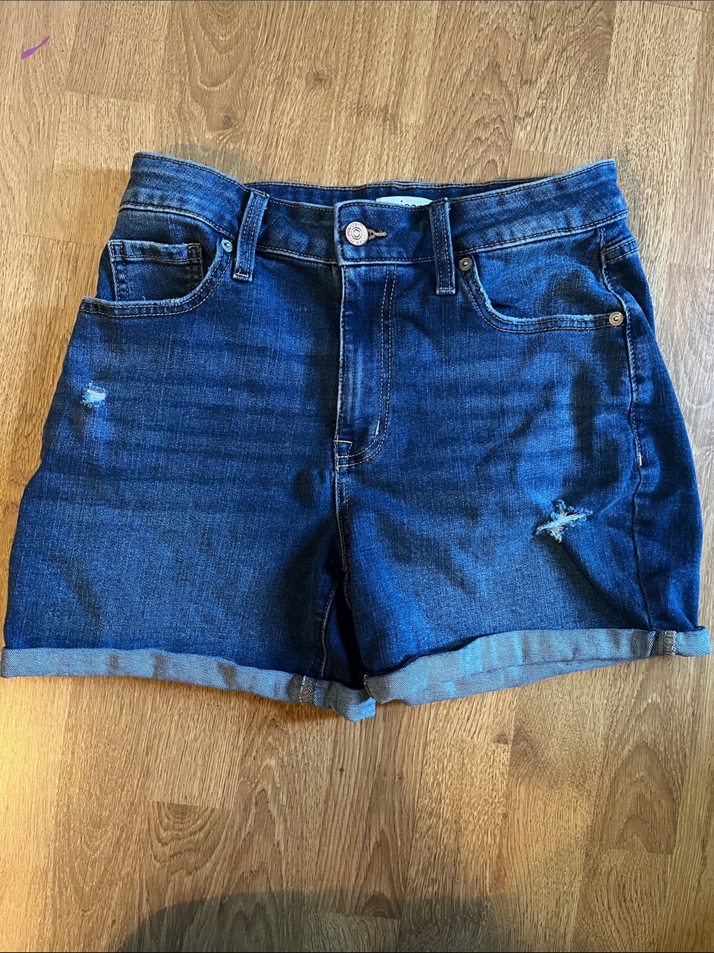 Maurices Dark Blue Rolled Hem Denim Shorts